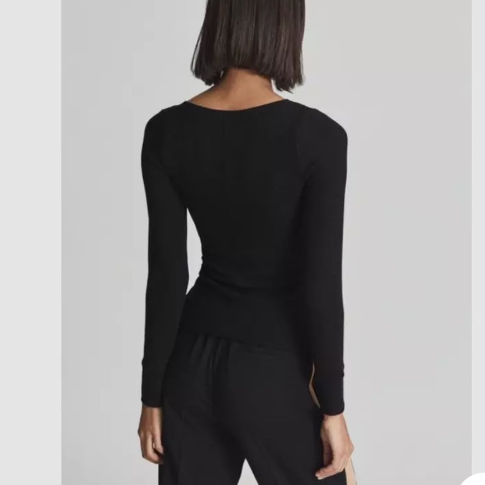 REISS Carly Asymmetric Neck Jersey Long Sleeve - Picture 6 of 11